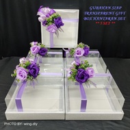 [DIY] 1 PCS | GUBAHAN SIAP KOTAK TRANSPARENT HANTARAN SET DENGAN BUNGA/ PVC GIFT BOX SET WITH FLOWER FOR WEDDING