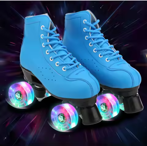 Flashing wheel wear-resistant double-row skates for children and adults.