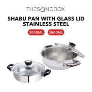 Zebra Shabu Pan with Glass Lid Stainless Steel [Hot Pot Steamboat Shabu Shabu Cooking Deep Design]