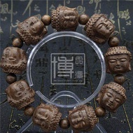 Vòng tay gỗ trầm hương chạm khắc mười tám arhan Pixiu bốn mặt hạt Phật nam giới và phụ nữ hạt Mân Cô