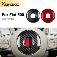 Real Hard Carbon Fiber Sticker For Fiat 500 Abarth 595 Abarth 695 2008-2023 Car  Center Steering Whe