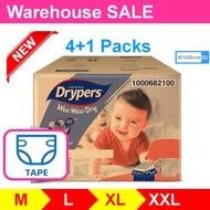 Drypers Wee Wee Dry M / L / XL / XXL (4+1packs) Lampin [TAPE] Diaper