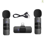 BOYA BY-V2 One-Trigger-Two 2.4G Wireless Microphone System Clip-on Phone Microphone Omnidirectional Mini Lapel Mic Auto Pairing Smart Noise Reduction    Came-9.1