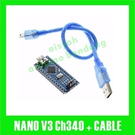 Arduino Nano CH340 Compatible with Soldered Plus Cable