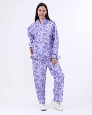 Jas Hujan Stelan Motif Bunga Setelan Jas Hujan Jaket Celana Wanita - 81033