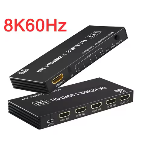 8K HDMI Switch Splitter 3 4 5 Port 3x1 4x1 5x1 HDMI Switcher Video Converter 8K 60Hz 4K 120Hz Suppor