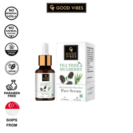 Good Vibes Tea Tree + Mulberry Skin Glow &amp; Oil Control Serum  (10 ml) - For Anti-Ageing With Castor Oil