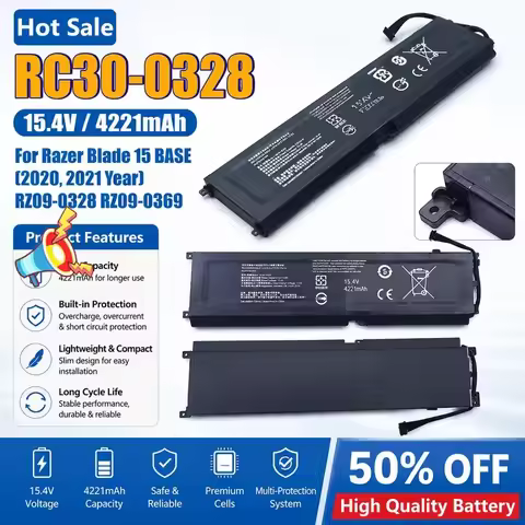 New RC30-0328 15.4V 4221mAh Laptop Battery for Razer Blade 15 BASE 2020 2021 Year RZ09-0328/0369 RZ0