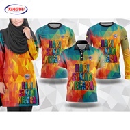 Jersey Hari Sukan Negara 2024 Baju Muslimah Labuh Tshirt Muslimah Jersey Microfibre Couple Set Malay