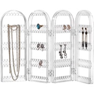 Sooyee 240 Holes Foldable Acrylic Earring Holder,Jewelry Hanger Organizer,Necklace Holder 3 Folds Lu