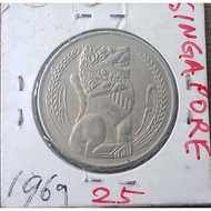 1969 SINGAPORE LION 1 DOLLAR COIN.