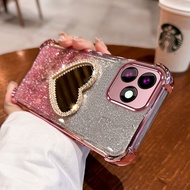 Case For Redmi 13 4G 13 5G note 13R Imported material shock-absorbing heart-shaped mirror holder mob