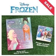 - Disney frozen story book sister more like me &amp; finger puppet hug olaf
