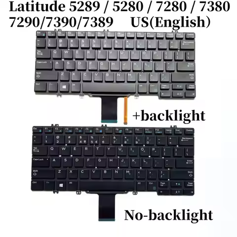100%NEW original US English For DELL Latitude 5280 5288 5289 7280 7290 7380 7389 7390 keyboard