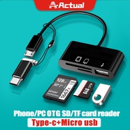 Actual OTG IOS Type-C+การ์ดคู่ การ์ดรีดเดอร์ SD & TF Type Cดิจิตอลกล้องอะแดปเตอร์สำหรับตัวอ่านสายสำห