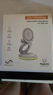 全新🆕3in1  Rotating三合一旋轉可折疊無線充電磁吸支架💯附電燈