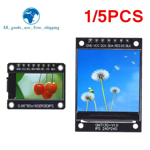 TZT 1/5PCS TFT Display 0.96 / 1.3 inch IPS 8P/7P SPI HD 65K Full Color LCD Module ST7735 Drive IC 80