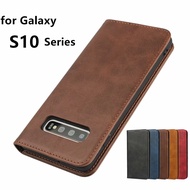 เคสหนังสำหรับ Samsung Galaxy S10 / S10E / S10 Plus 5G เคสกระเป๋าเก็บบัตรซองการดูดด้วยแม่เหล็กเคสกระเป๋าสตางค์