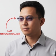 Kacamata Minus Hitam Permanen Pria Wanita Rimless Anti Uv Optik Asli Ori