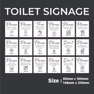 TOILET SIGN/SIGNAGE | RESTROOM SIGN, WASHROOM SIGN, HYGIENE SIGN, INSTRUCTION SIGN & NOTICE SIGN |