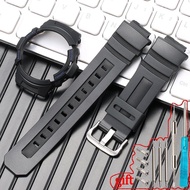 สายนาฬิกายางเหมาะสำหรับ Casio AW591 590 5230 AWG-M100 G-7700สายนาฬิกาสำหรับผู้ชายเคสขนาด16มม. อุปกรณ