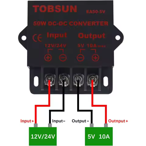 DC Voltage Converter - Regulator Buck Converter Reducer DC 12V/24V Step Down to 5V 10A 50W for Golf 