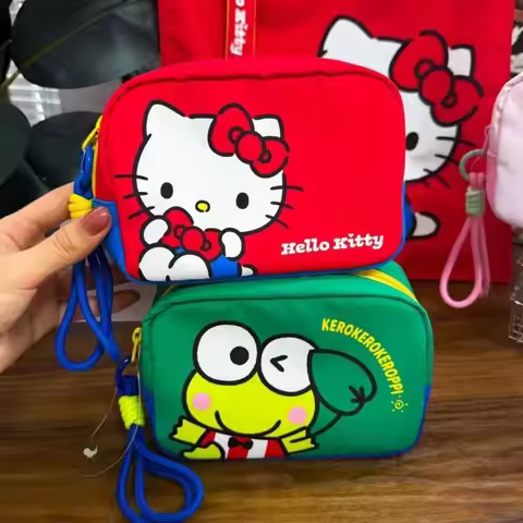 16Cm Sanrio Hello Kitty Kero Kero Keroppi Coin Purse Handbag Cosmetic Storage Single Layer Large Cap