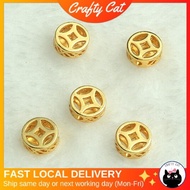 CRAFTYCAT, 1piece, 18K Flat Round Charm Spacer, Rondelle Carved Pattern Hollow Beads