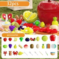 1 Set Plastic Fruit and Vegetable Cutting Educational Set Kitchen Pretend Play Toy with Large Apples