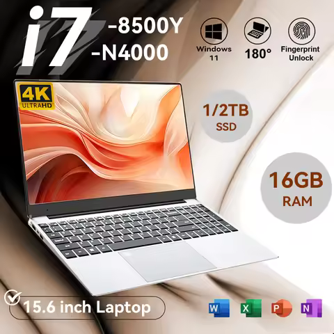 Intel Core i7 8500Y N4000 Windows 11 Pro Fingerprint Unlock Notebook Computer 15.6 Inch 16GB RAM 1TB