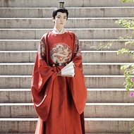 卿如故原创汉服明制圆领袍四补补服暗纹缎面提花满金工艺园补侧摆Qing Ruyuan Original Hanfu Ming-made Crewneck Robe Four Supplements202