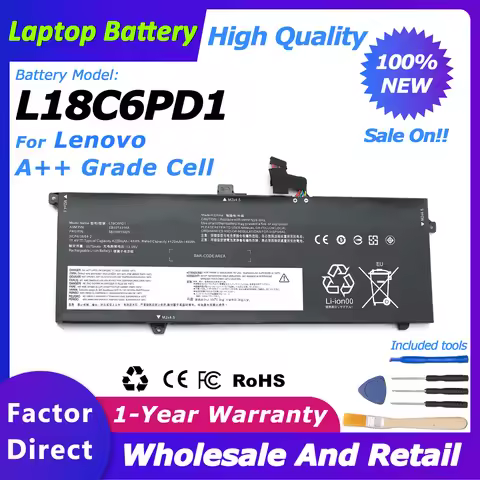 L18C6PD1 Genuine L18M6PD1/L18M6PD2 Battery for Lenovo ThinkPad X13/X390/X395 Laptop battery 4220mah/