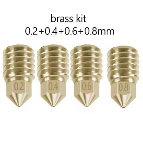 Brass Nozzle Kit 0.2/0.4/0.6/0.8mm for Bambu Lab P1S P1P X1C X1 Carbon 3D Printer Hotend Extruder No