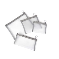 Zipper Mesh Bags, Pack of 4 (S/M/L & Pencil Pouch), Beauty Makeup Cosmetic Accessories Organizer, Tr