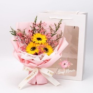 Bouquet of 3 wax sunflowers, Birthday gift for women - Beautiful and meaningful wax flowers - Decora