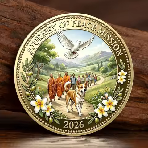 2D Printed World Peace Is More Important Than Anything Else Gold Plated Souvenir Coin Journey of Pea