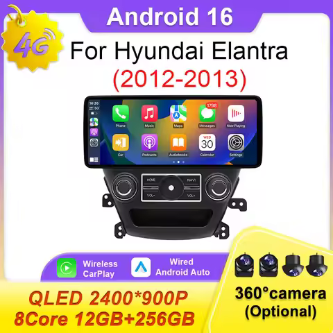 HD Screen Carplay Android 16 For Hyundai Elantra 2012-2013 Split Screen Tools Car Radio Multimedia P