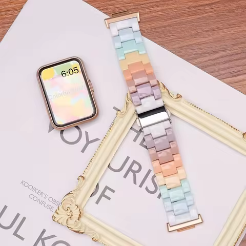 Rainbow Clear Resin Band For Huawei Watch 4 Fit 3 Strap fit 5 pro Bracelet Lightweight Wristband For