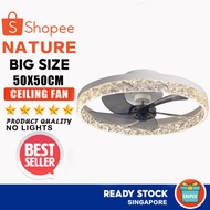 Light luxury ceiling lamp 20 inches DC fan lamp bedroom invisible crystal ceiling fan lamp silent ceiling fan lamp