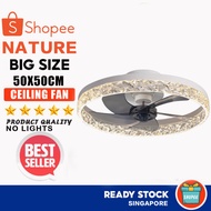 Light luxury ceiling lamp chandelier 20 inches DC fan lamp bedroom crystal ceiling fan lamp silent c