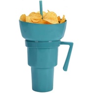 Snacks Beverage Combination Cup, 32oz Strawand Beverage Cup Combination, 2 in 1 Beverage Cup