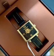 代購 新品COACH蔻馳手錶 CASS系列茶玫瑰錶盤 小牛皮石英錶 女生小方錶 黑色皮帶手錶女 防水皮帶錶14503695