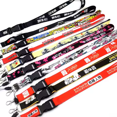 Initial D JDM Style Racing Lanyard Lucky Cat Key Mobile ID Card Hanging Strap Refitting neck lanyard