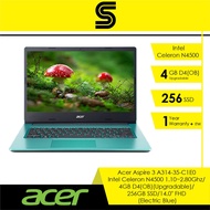 Acer Laptops Aspire 3 A314-35-C1E0 /Intel Celeron N4500 2.80Ghz/4GB D4(OB)(Upgradable)/256GB SSD/14.