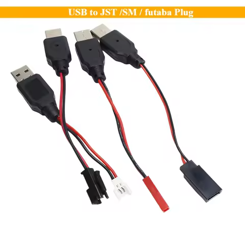 2Pcs Converter Adapter RC USB Charging 3.7V Lithium Battery Charger Cable USB To JST /SM / Futaba Pl
