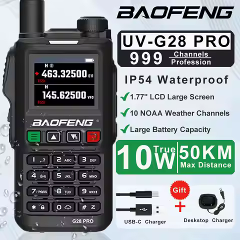 Baofeng UV-G28 Pro Walkie-Talkie 10W 4 Bands UHF VHF 999 CH Two-Way Radios Powerful UV18H UV18 Trans