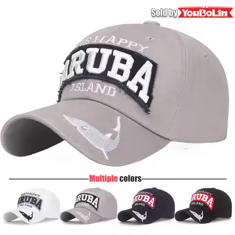 One Happy Aruba Island Embroidered Baseball Cap – Stylish Black Hat for Every Adventure