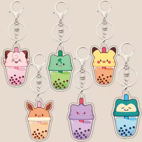 Pokemon Clefairy Eevee Bulbasaur Gengar Qikachu Snorlax Acrylic Keychain Mobile Phone Car Backpack B