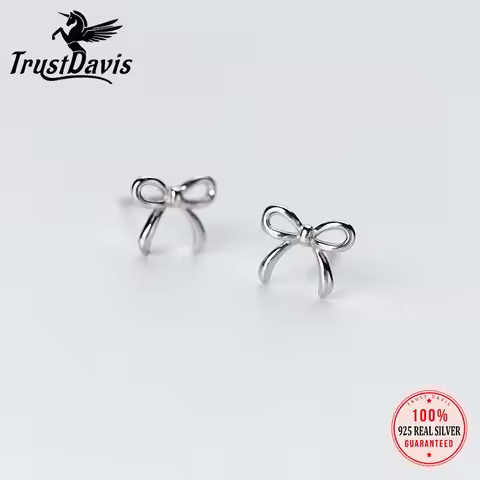 TrustDavis 100% 925 Sterling Silver Earrings Jewelry Fashion Small Butterfly Stud Earrings Gift for
