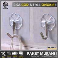 GANTUNGAN TEMPEL HOOK DINDING SERBAGUNA (PAKET 5PCS) Lem Perekat Tanpa Paku Bor MAGIC HOOK Tempel Ajaib Multifungsi Stiker Bening Transparan Ajaib / Hanger Waterproof Kamar Mandi Dapur Lemari / Cantolan Pakaian Baju Barang / Kail Kuat Hook / Wall Sticky